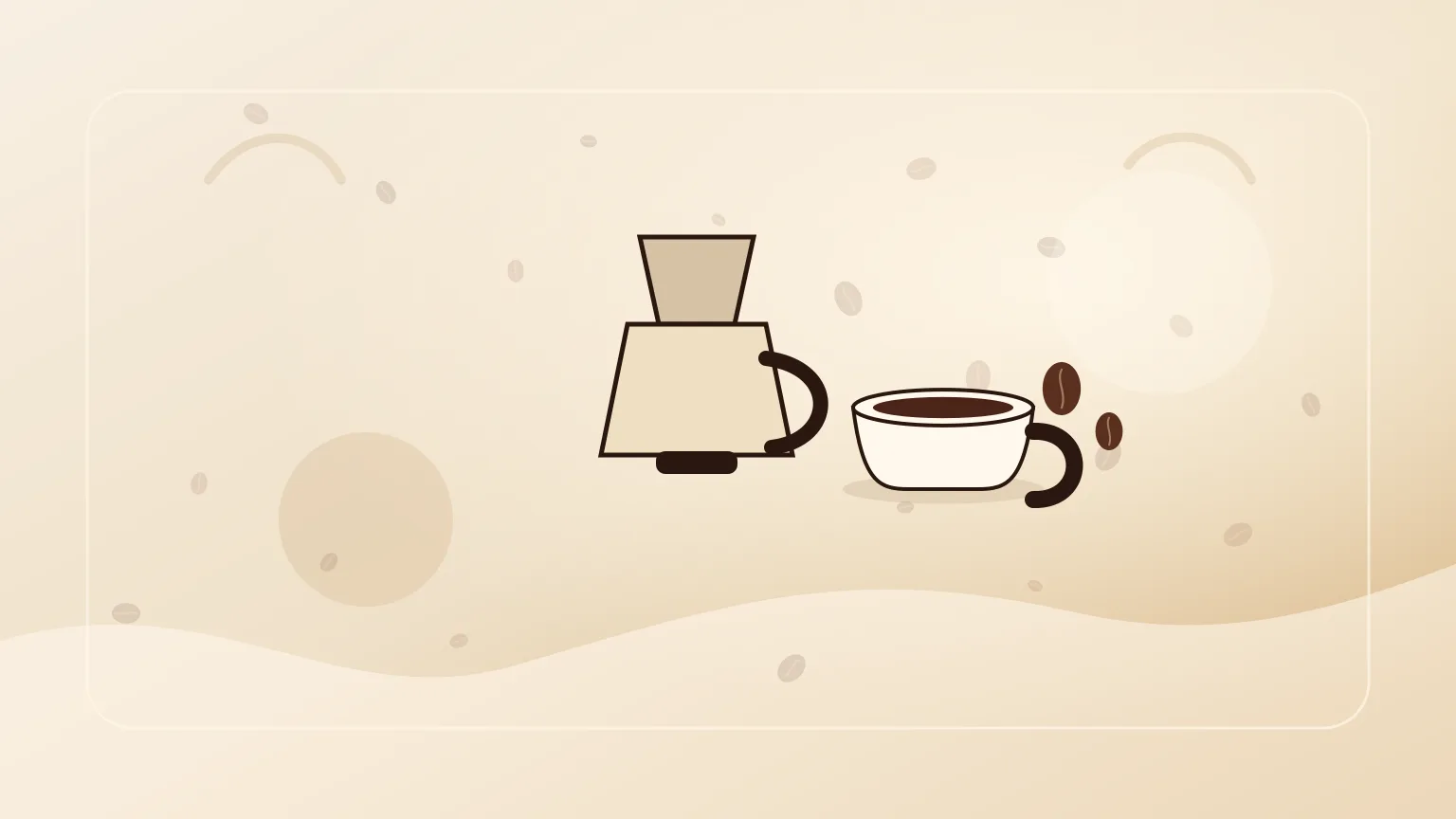 Cafeteira italiana com chávena pequena e grãos de torra média escura.