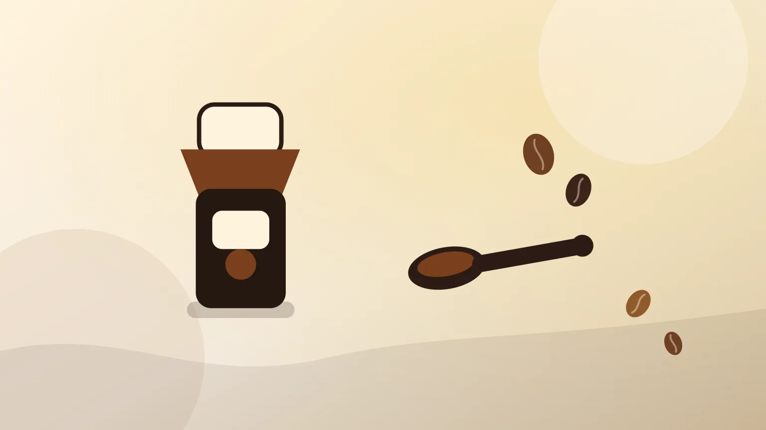 Moinho de café, portafiltro e grãos numa bancada escura de barista.
